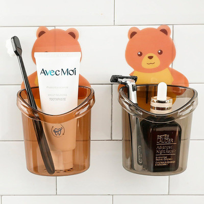 Shreejee Pack of 2 Multipurpose Wall Mount No Drill Teddy Bear Toothbrush Holder x2.21 Swivel Hook 1(Pack of 1)