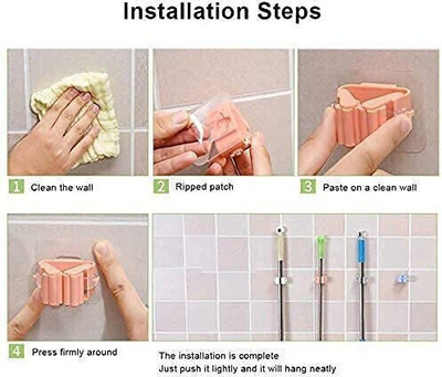 SJK (PACK OF 2)SELF ADHESIVE WALL MOUNTED BROOM HOLDER HOOK 1036 Hook 2(Pack of 1)