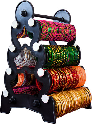 ATHISH 4 step (black with White) bangle stand| Bangle organizer| choodi stand Jewellery Organizer