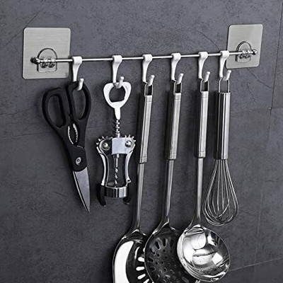 Shrey Antique Elegant Look Magic Sticker Hook Kitchen Appliances, Napkin,Towel 1059 Hook Rail 6(Pack of 1)