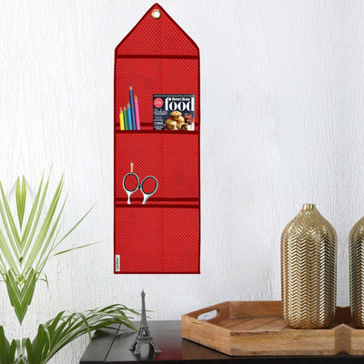 E-Retailer Polyester Wall Hanging Storage Organizer/Magazine Letter Holder (Polka Dot Red) Regular Organizer
