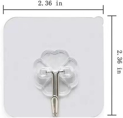 Drunna Pack of 10 Self Adhesive Hooks,Multi Purpose sticky hook/Towel Holder PinX10.808 Chrome, Clear Towel Holder(Stainless Steel, Plastic)