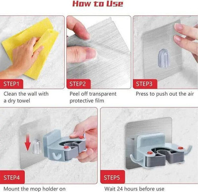 SJK Multicolor Plastic Broom Holder(1 Holders)