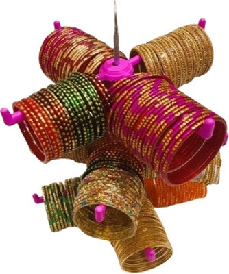 DPS 3 Step (Pink with White) Rotating Plastic Bangle Stand,Bangle organizer Jewellery Organizer