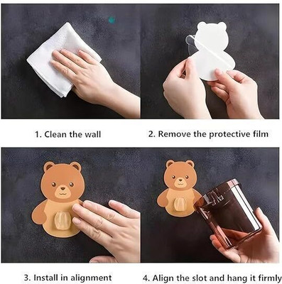 Shreejee Self Adhesive Wall Mount Teddy Bear Toothbrush Holder Multipurpose Cup x1.1495 Acrylic Toothbrush Holder(Wall Mount)