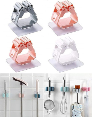 SJK Multicolor Plastic Broom Holder(6 Holders)