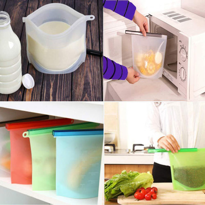 Jiyancreation Reusable Silicone Food Fridge Storage Bag - 1000ml(Pack of 1, Multicolor)