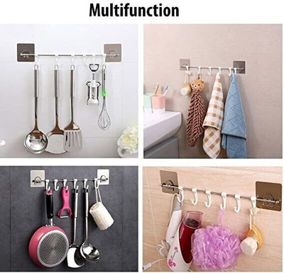 Aadya Antique Elegant Look Magic Sticker Hook for Kitchen Appliances, Napkin,Towel 489 Hook Rail 6(Pack of 1)