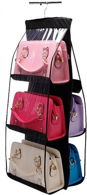 ZIKWOR Multi-Layer Wardrobe Rack Hanger| 6 Large Pockets Foldable in 1 Purse Pouch| Handbag Organizer