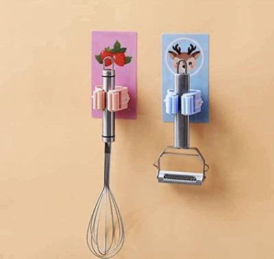 MOOLTEN Multicolor Plastic Broom Holder(4 Holders)