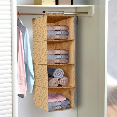 KUBER INDUSTRIES Floral Print Non Woven Hanging 4 Shelves Foldable Wardrobe/Closet Cloth Organizer Closet Organizer