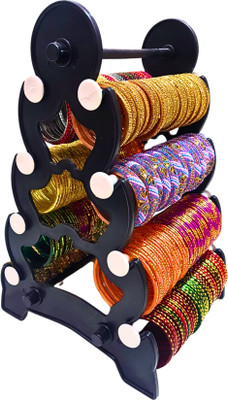 DPS 4 Step (White with Black) Chudi stand,Bangle Stand, Bangle display stand Jewellery Organizer