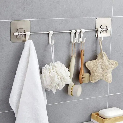 Shrey Antique Elegant Look Magic Sticker Hook Kitchen Appliances, Napkin,Towel 1382 Hook Rail 6(Pack of 1)
