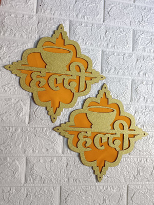 Sell plus Haldi wala Ghar MDF Decoration Items for Wedding/Marriage MDF Wooden (Pack of 2)