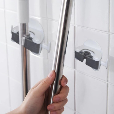 WebDealz Pack of 1Self Adhesive Broom Holder with 2 Hooks on sides Hook 1(Pack of 1)