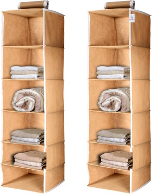 Heart Home 6 Shelf Closet Hanging Organizer For Clothes Storage Pack of 2 (Brown) Closet Organizer