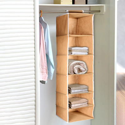 KUBER INDUSTRIES 6 Shelf Closet Hanging Organizer/ Wardrobe Organizer For Clothes Storage (Brown) Closet Organizer