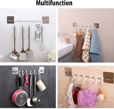 Radha Pack of 6 Adhesive Kitchen/Bathroom/Cabinet Multi-Function Utility Hook X6.345 Hook 6(Pack of 1)