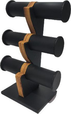 Triock 3 Roll Wooden Jewellery Bangle Display Stand Black Jewellery Organizer