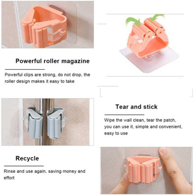 SJK Multicolor Plastic Broom Holder(6 Holders)