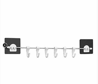 KRAZE Magic Sticker ABS Stainless Steel Self Adhesive Hooks for Bathroom/Kitchen Hook Rail 1(Pack of 1)
