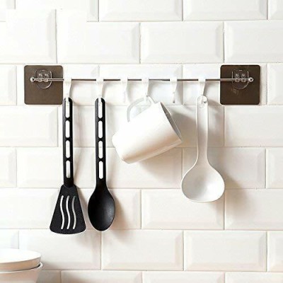 Shreejee Plastic Magic Sticker Series Self Adhesive Bathroom Towel Hanger Hook Rail Hook Rail 1(Pack of 1)