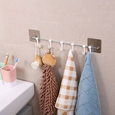 SJK Antique and Elegant Look Magic Sticker Hook for Kitchen Appliances, Napkin,Towel Hook Rail 6(Pack of 1)