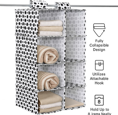 wonder krafts Space-Saving 4-Shelf Hanging Wardrobe Organizer – Polka Dot Design Regular Organizer