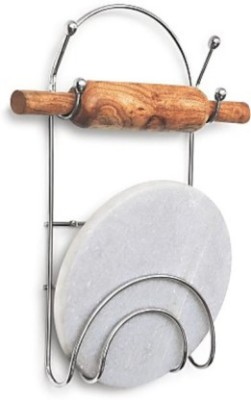 Kitchenify Wall Mount Premium Rolling Pin Holder Steel Chakla Belan Stand Holder Rolling Pin & Board(Silver, Pack of 1)