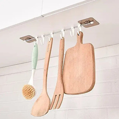 SJK Antique and Elegant Look Magic Sticker Hook for Kitchen , Napkin,Towel1.1379 Hook Rail 6(Pack of 1)