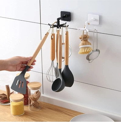 CoreValues Pack of 2 Wall Mounted Utensil Hanging Rotary Hook Rack Swivel Hook Hook 2(Pack of 1)