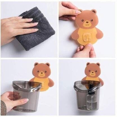 Shreejee Pack of 2 Multipurpose Wall Mount No Drill Teddy Bear Toothbrush Holder x2.230 Swivel Hook 1(Pack of 1)