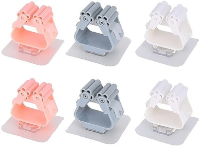 SJK Multicolor Plastic Broom Holder(6 Holders)