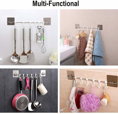 Radha Self Adhesive Hook Rail Bar for Kitchen and Bathroom Hook Rail Hook Rail 1(Pack of 1)