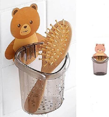 WebDealz Pack of 1 Multipurpose Wall Mount No Drill Teddy Bear Toothbrush Holder x1.336 Swivel Hook 1(Pack of 1)