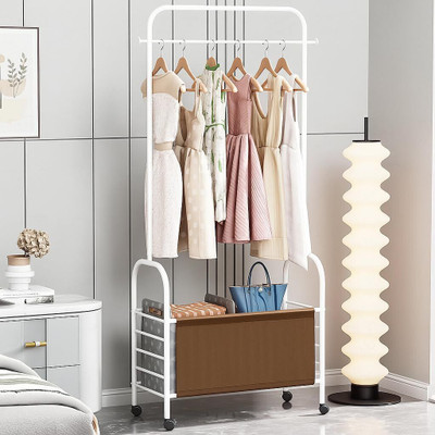 lukzer MGR-009 Garment Stand with PU Leather Mesh (White) Closet Organizer