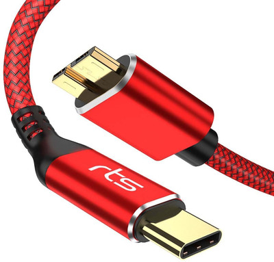 jihaan Type C USB C Micro B External Hard Disk Drive Hdd cable wire USB 3.1 Compatible 3.5 inch USB Type C to Micro-B USB 3.0 Cable(For round, Red)