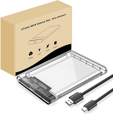 STORITE Hard Drive Enclosure, USB 3.0 C to SATA III External HDD Case for SSD 2.5 inch Shock Resistant Hard Disk Case(For PC, Laptop, TV, Transparent)