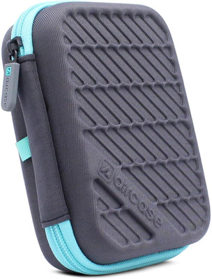AirCase Hard Drive Case Cover, Travel Pouch, Tech Organizer with Shockproof EVA 2.5 inch Shock Resistant Water Proof Hard Drive Case(For HDD/SSD, Earphones, Cable, Charger & Gadgets, Grey, Blue)