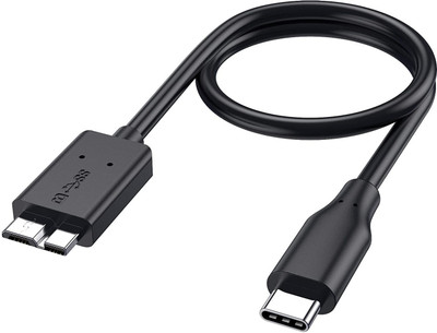 jihaan Type C USB C Micro B External Hard Disk Drive Hdd cable wire USB 3.1 3 inch USB Type C to Micro-B USB 3.0 Cable(For round, Black)