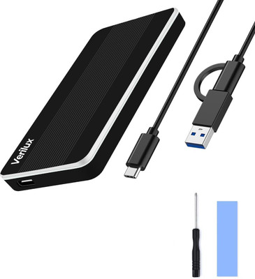 Verilux M2 NVMe SSD Enclosure USB C External Adapter 10Gbps Supports M B M&B Keys 2230 2.5 inch Shock Resistant External Hard Disk Cover(For NVMe M.2 SSDs 2230/2242/2260/2280, Black)