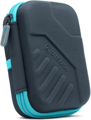 AirCase Hard Drive Case Cover, Travel Pouch, Tech Organizer with Shockproof EVA 2.5 inch Shock Resistant Water Proof Hard Drive Case(For HDD/SSD, Earphones, Cable, Charger & Gadgets, Grey, Blue)