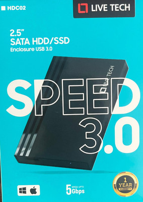 Live Tech HDC02 2.5 HDD/SSD Enclosure with usb 3.0 cable 2.5 inch USB 3.0(For WIN 98 AND LATER /LINUX/MAC OS9& LATER, Black)