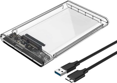 Sancy SATA USB 2.0 Portable Tool Free SSD HDD Box External Hard Drive Enclosure 2.5 inch Shock Resistant HDD Enclosure(For Computer, Laptop, Notebook, MacBook, Linux, Transparent)