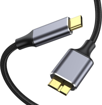 jihaan NEW USB C C to Micro B Cable Portable External Hard disk drive hdd Wire cable 3.5 inch USB Type C to Micro-B USB 3.0 Cable(For Round, Grey)
