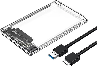 NEXZIA USB 3.0 Transparent Portable Hard Disk Adapter for HDD & SSD, Supports SATA III, 2.5 inch Shock Resistant External Portable USB3.0 Drive Enclosure(For 2.5 SATA HDD / SSD Enclosure Case Cover, White)