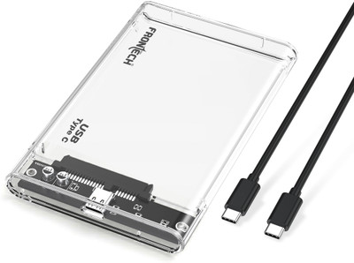 Frontech SATA External HDD case, High-Speed USB Type-C, Supports up to 6TB, 5Gbps, 2.5 inch HDD Case(For Laptop, Tool-Free Enclosure, Transparent)