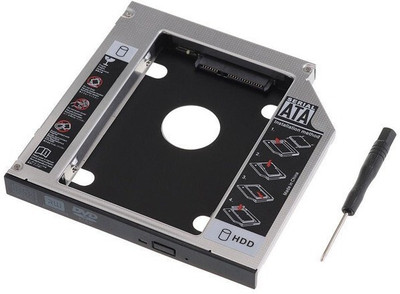 GoodsBazaar 2nd HDD Bay Caddy 9.5mm Universal Sata 2.5 inch Internal Hard Drive Enclosure(For Universal, Black, Silver)