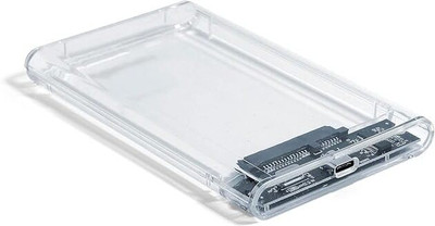 LINKKRAFT Enclosure Transparent Case, USB 3.0 to SATA Tool-Free External Hard Disk Case 2.5 inch Shock Resistant Fast Transfer Speed Up to 5 Gbps & Up to 4TB Storage Capacity 2.5 SATA SSD HDD(For Computer, Laptop, Desktop, PC, Transparent)