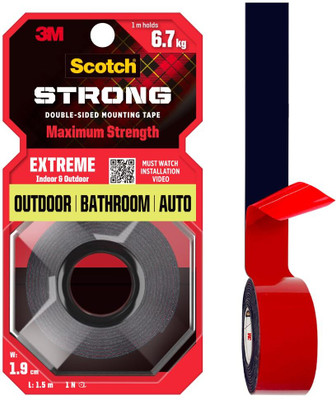 Scotch Extreme Double Sided Tape Holds 6.7Kg Works On Uneven Surfaces, Weather Resistant Double-sided Tape (Manual)(Red)
